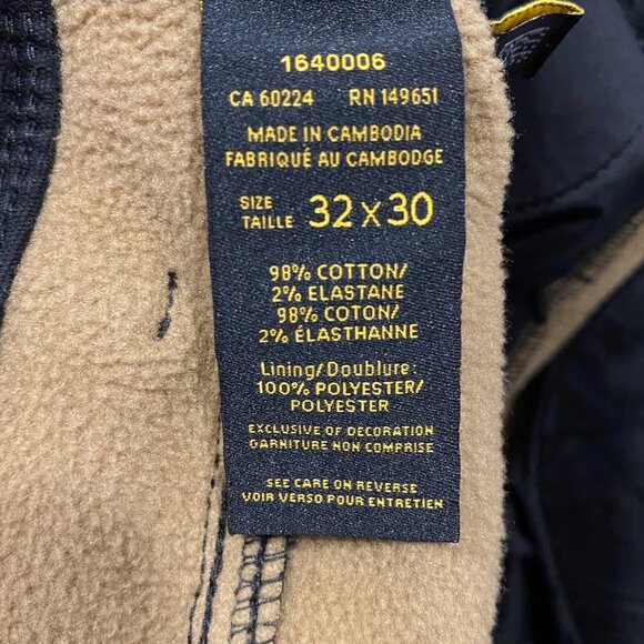 CAT Caterpillar Work Pants Mens 32 x 30 Black Canvas Fleece Lined Insulated - Picture 11 of 12